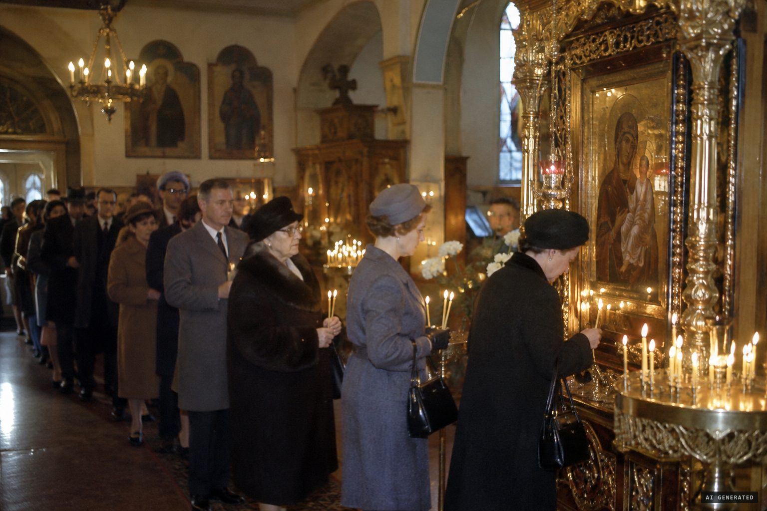 Pilgrims of all denominations come to the enshrined Lamenting Mother of God