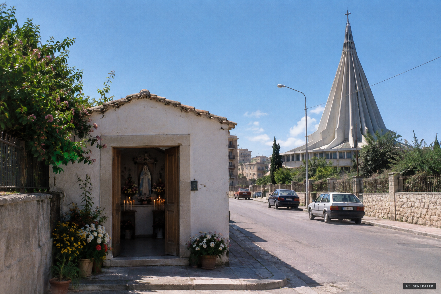 The Casa del Pianto and the basilica nearby