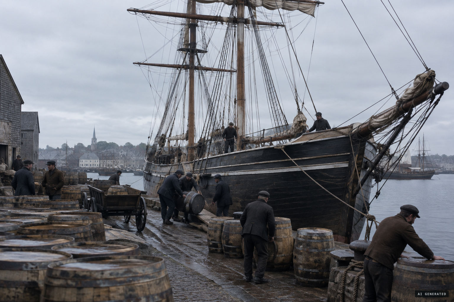 The whaleship Monongahela of New Bedford, a real 497-ton whaler