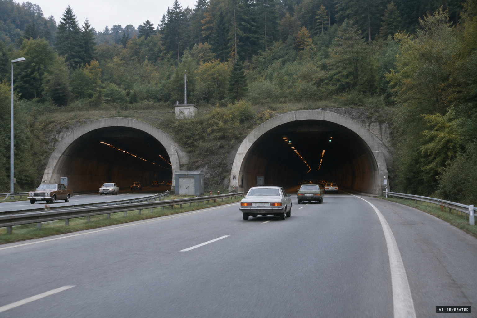 The twin tubes of the Belchen Tunnel between Eptingen and Hägendorf