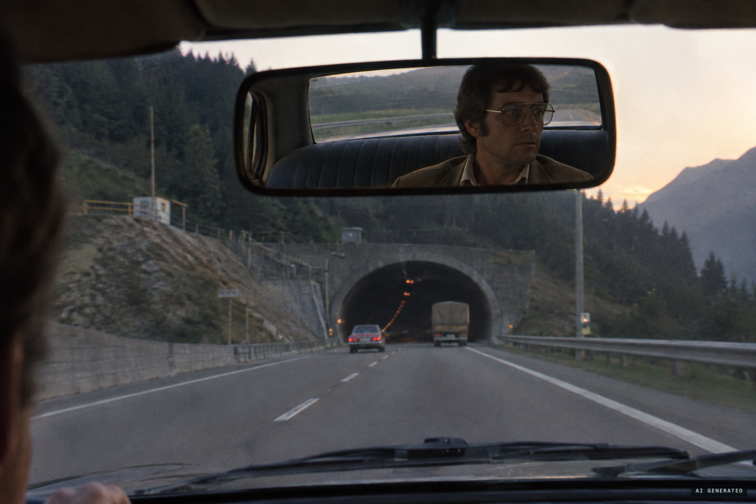 A hitchhiker, a man, picked up near the tunnel