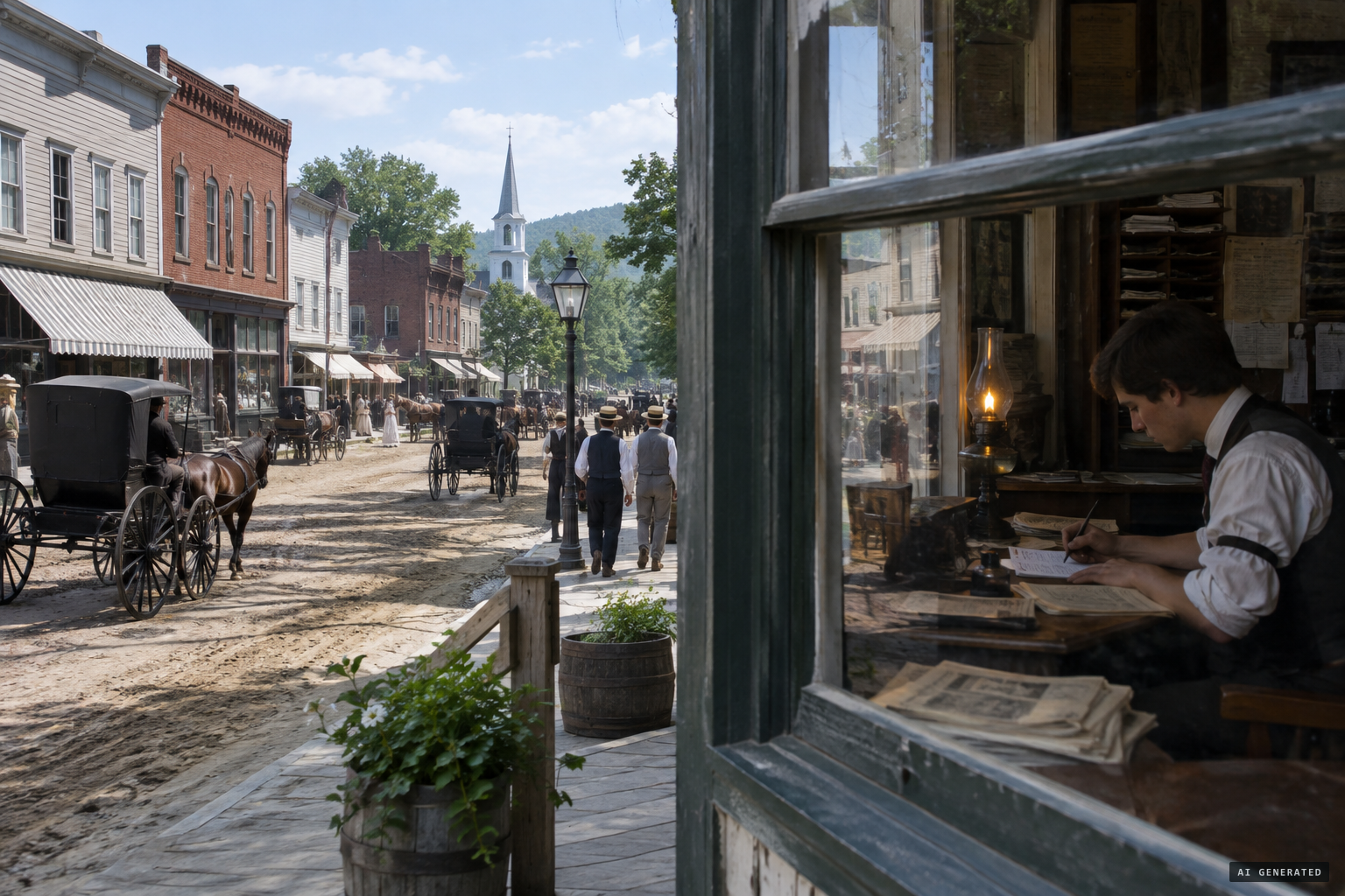 Winsted in summer 1895, where young reporter Louis Timothy Stone worked for the Evening Citizen