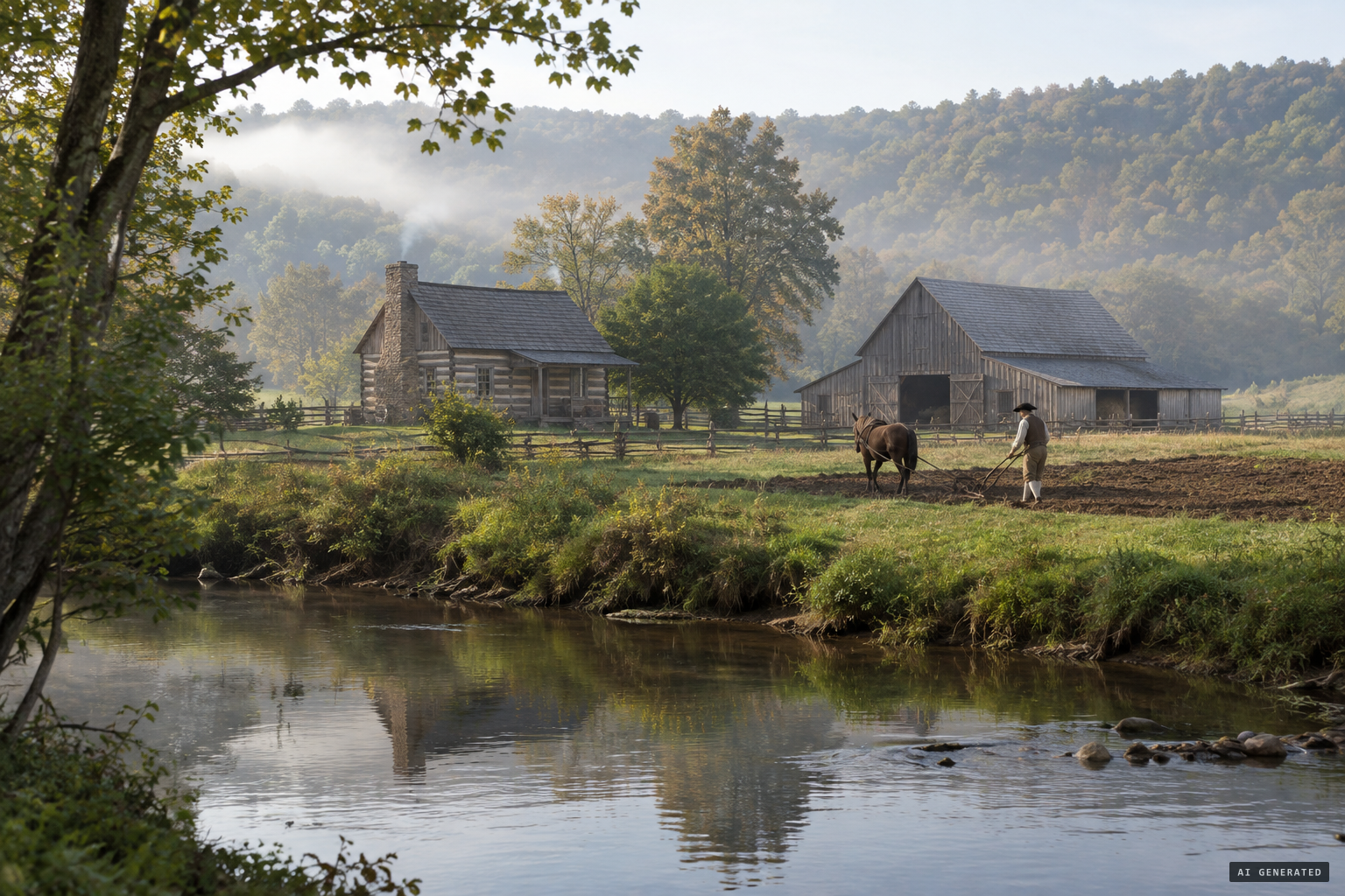 Adam Livingston's farm on Opequon Creek, around 1794