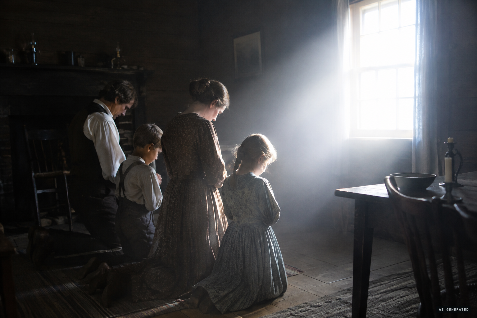 The voice leads prayers; a blinding white light at night