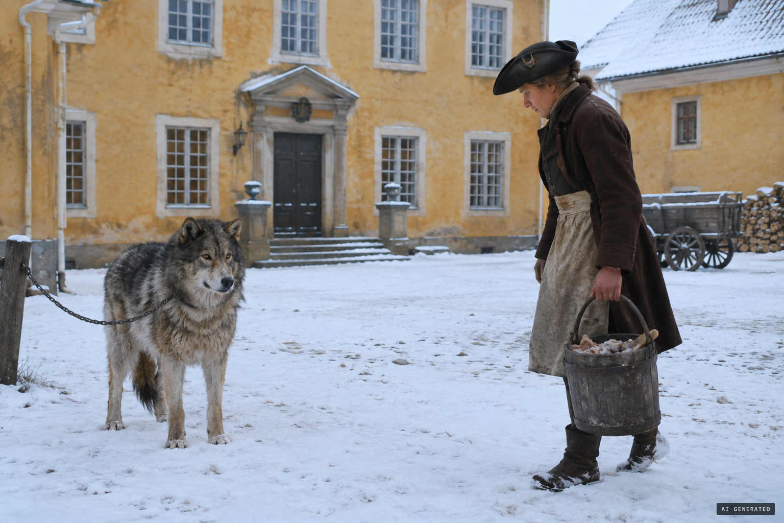 A captive wolf that connected people and food