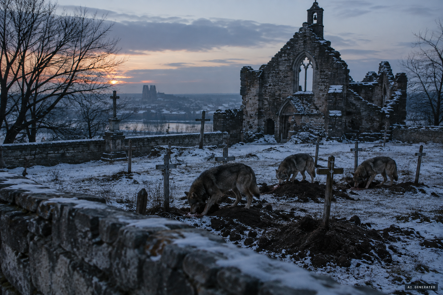 Wolves digging up graves: scavenging that turned into predation