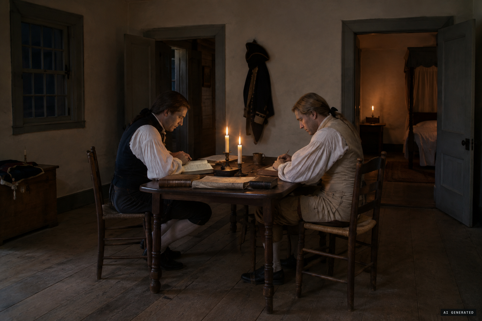 Sherbrooke and Wynyard studying in Wynyard's sitting room
