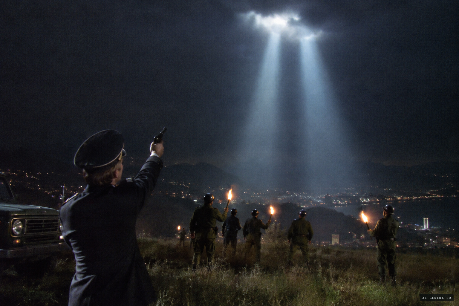 At Fallarosa two beams of light come down from a cloud and Lt Cassiba fires at them