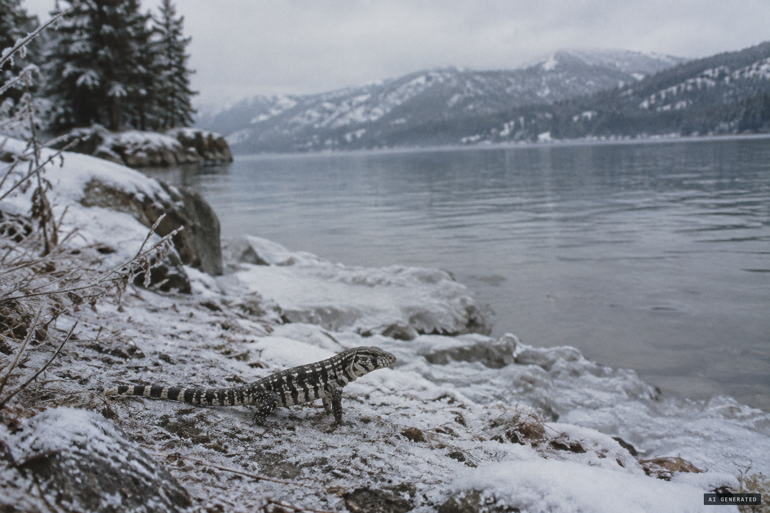 A tegu: not aquatic, small, and unfit for a British Columbia winter