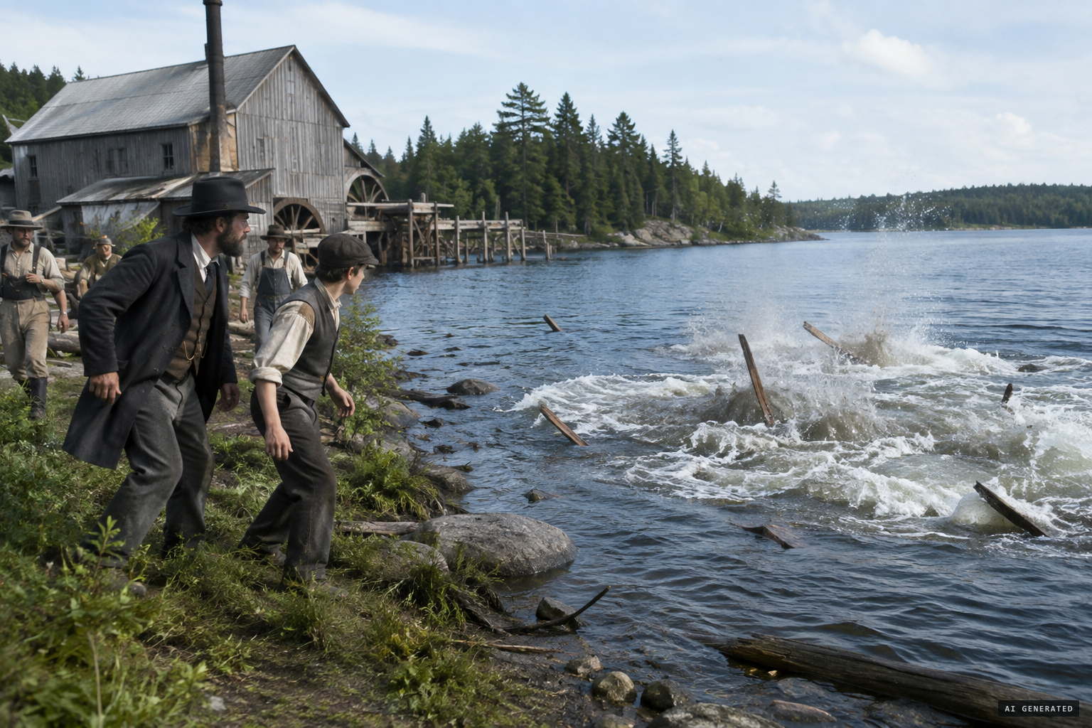 Ludgate and his son watch the water churned to a boiling, seething state