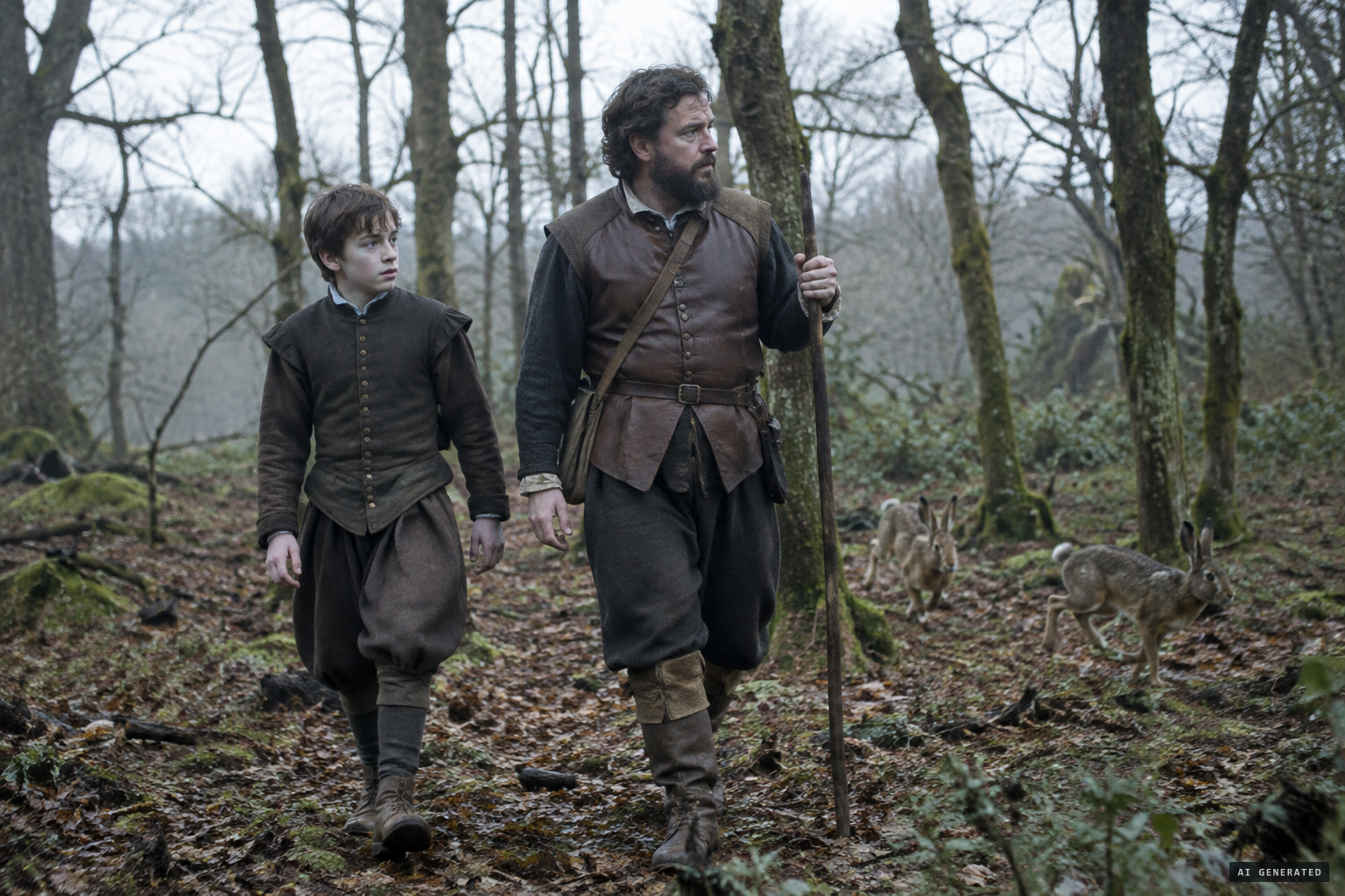 Thomas goes hare-hunting with his uncle Robert Toone in Winsell Wood