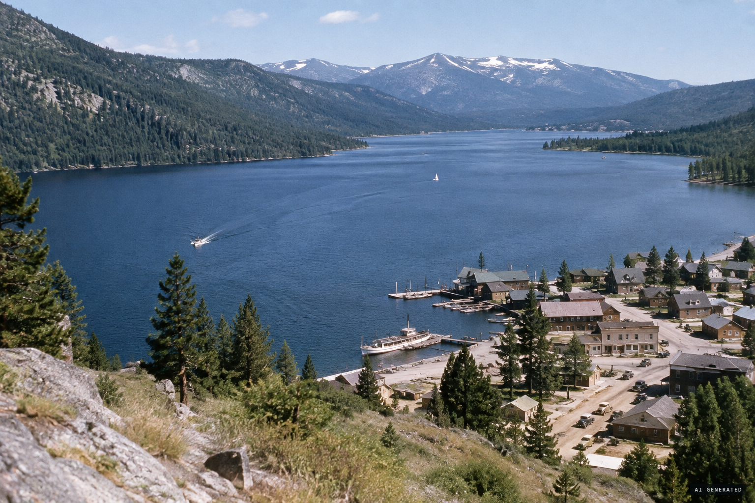 Payette Lake, a deep glacial lake in the mountains of central Idaho