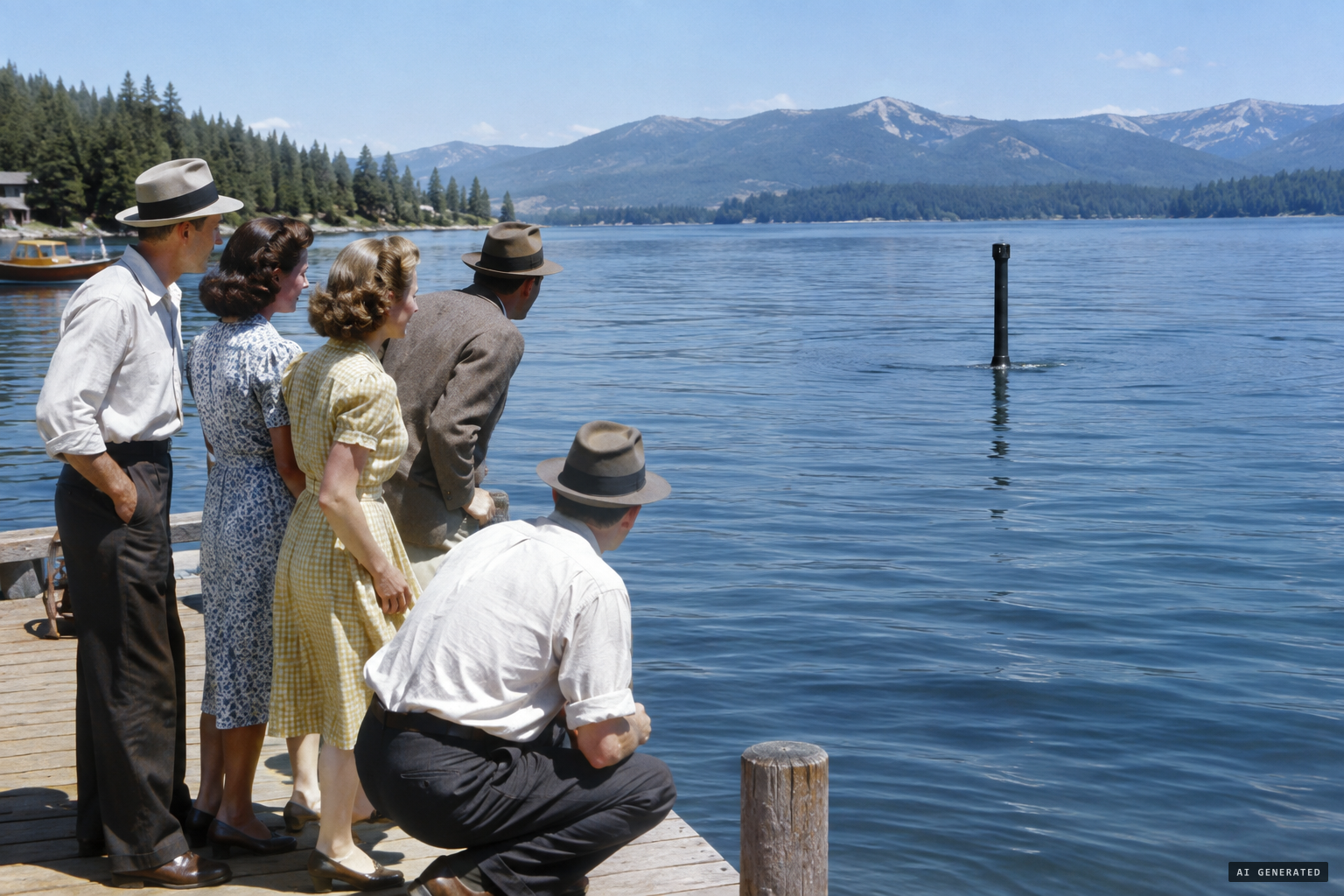 Witnesses stare at a 'periscope-like head' in July 1944