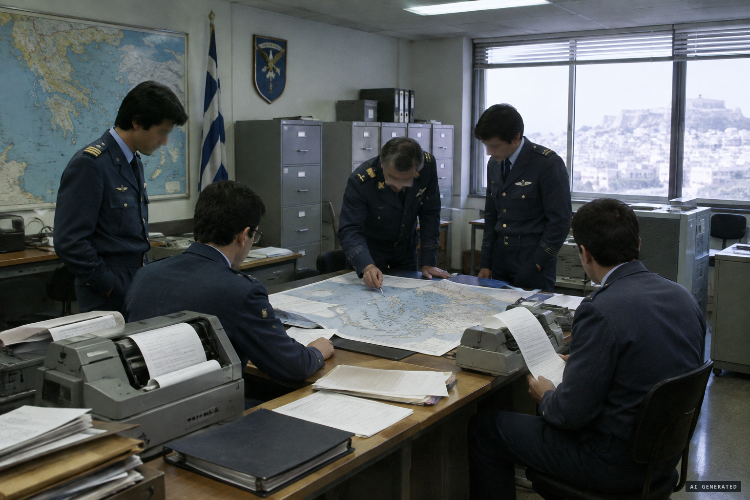 The reports reach Hellenic Air Force Headquarters, which estimates over 3,000 mph