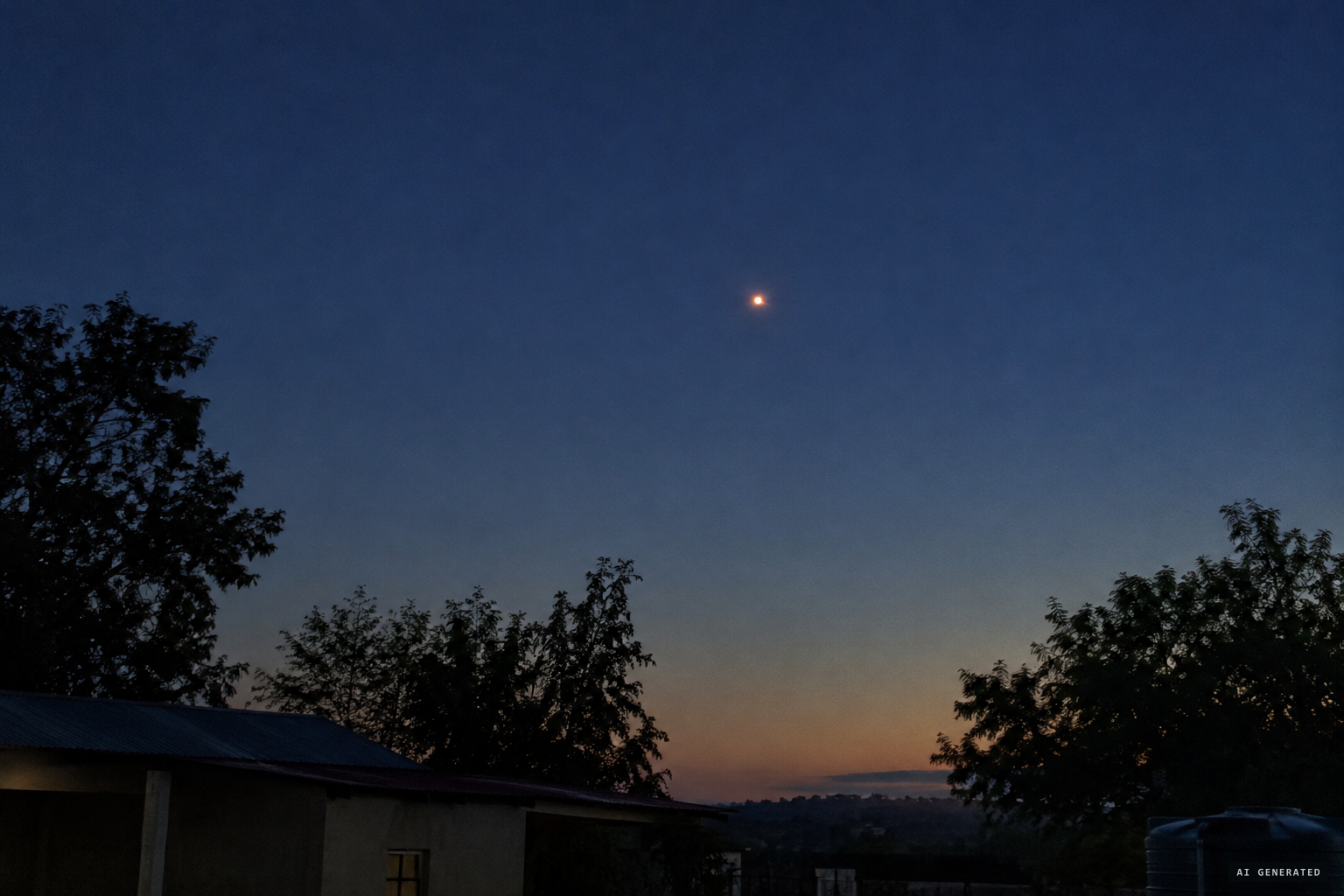 A silent orange light crosses the evening sky over Tierpoort in May 2011