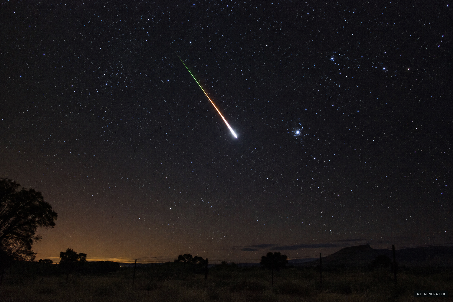 The astronomers' answer: meteors glowing orange, green, then white