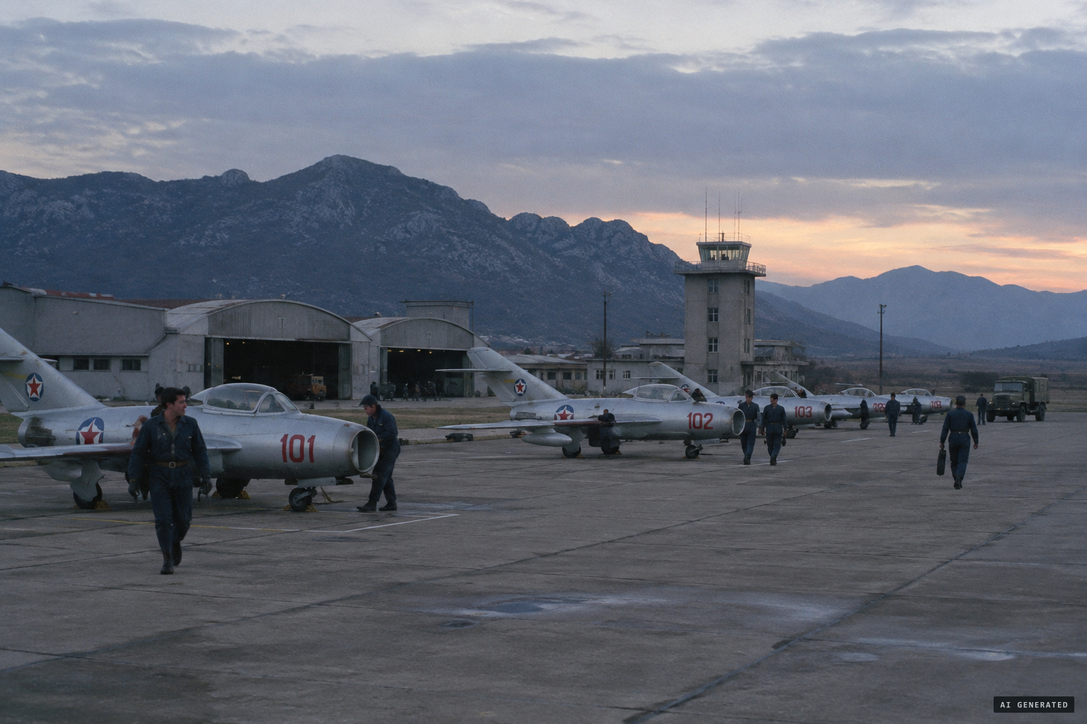 Golubovci airfield near Titograd, home of the 172nd aviation regiment, January 1975