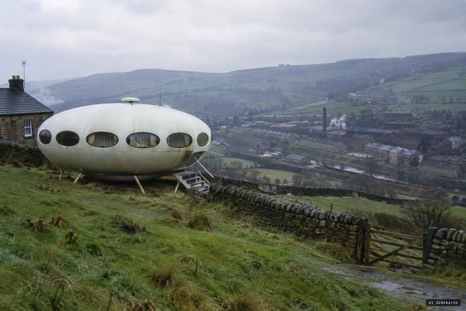 The town's flying-saucer-shaped Futuro House, cited by sceptics
