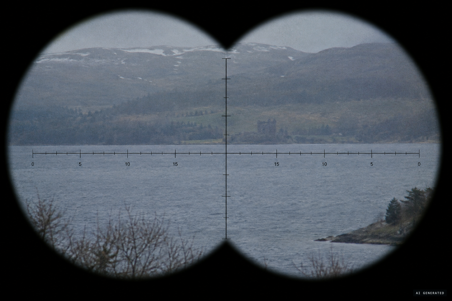 The binocular graticules used to size the animal at about 60 feet