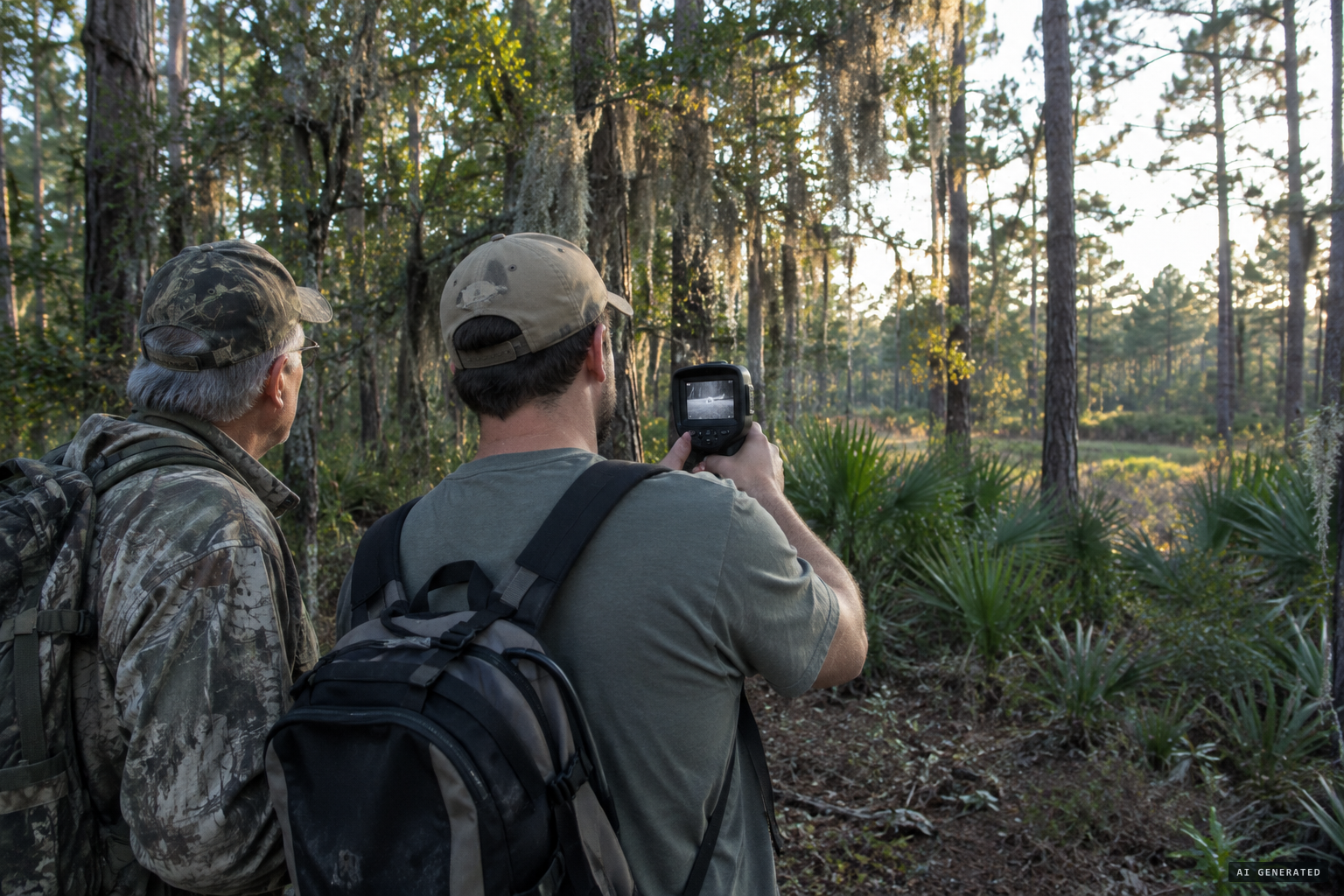 Father and son set out to hunt Florida's skunk ape.