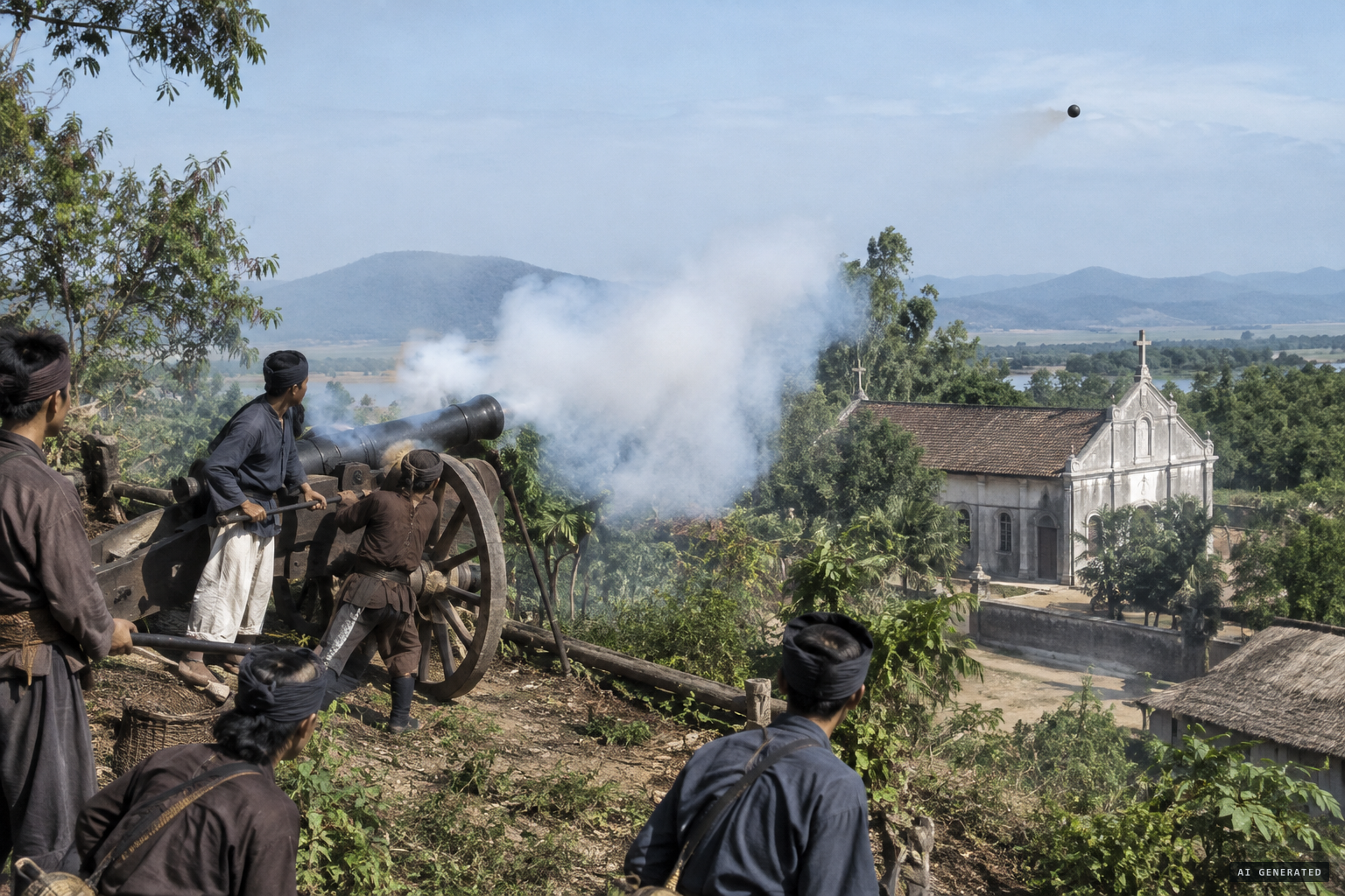 Guns firing from high ground at close range easily overshoot