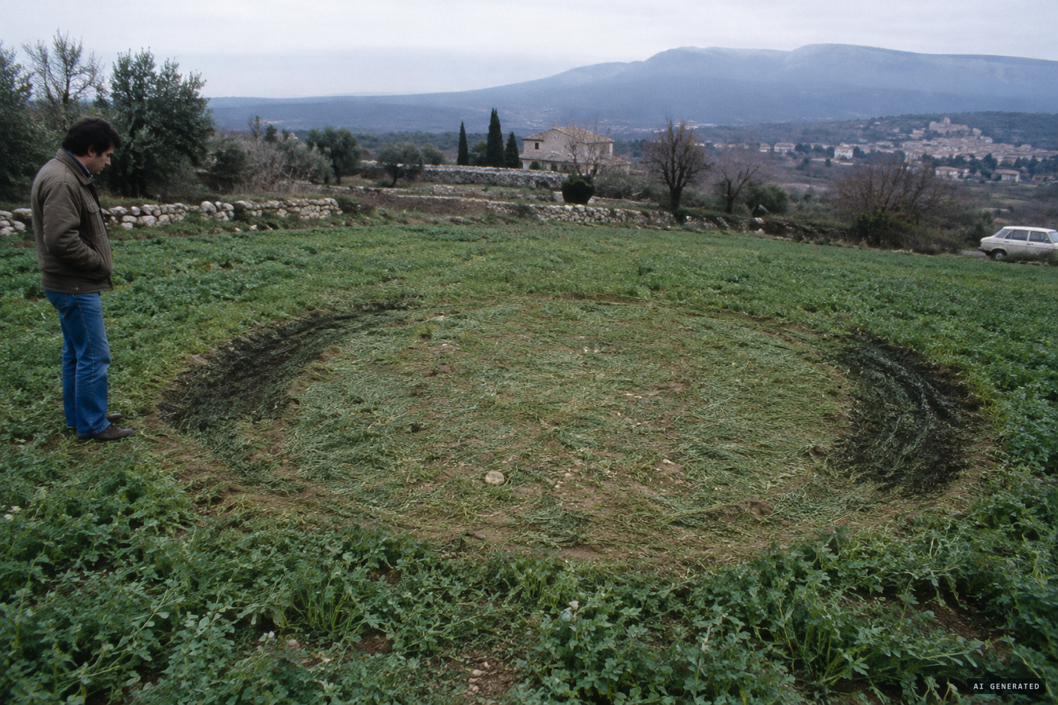 The circular mark left where the device had rested