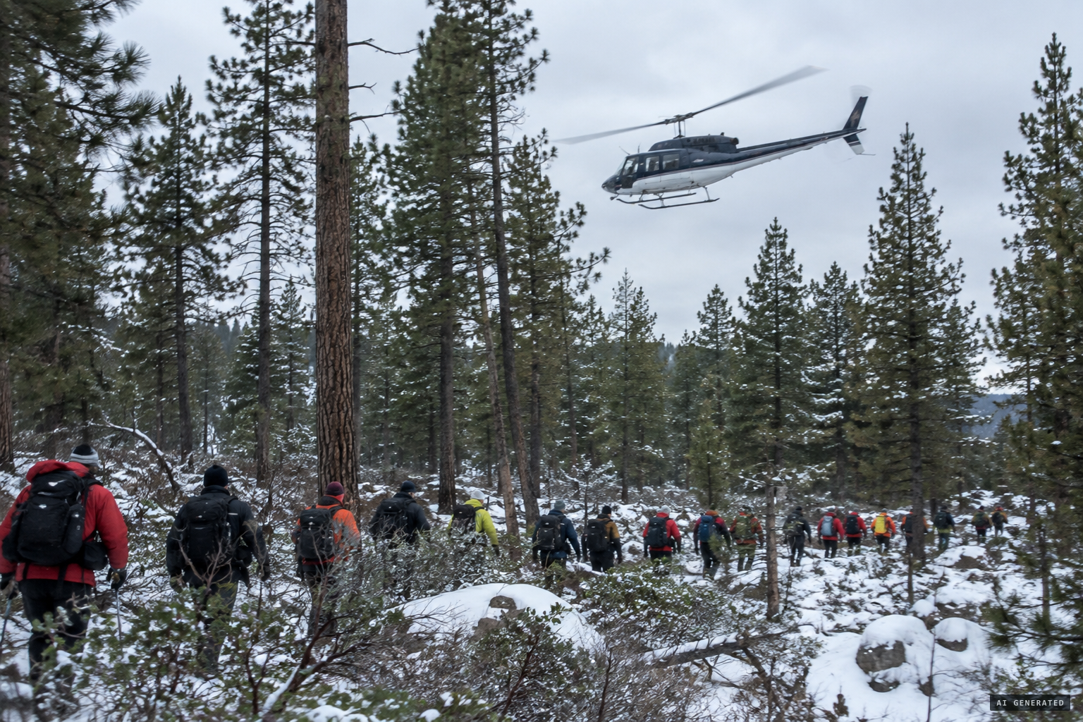 Nearly 50 people and a helicopter search for Walton