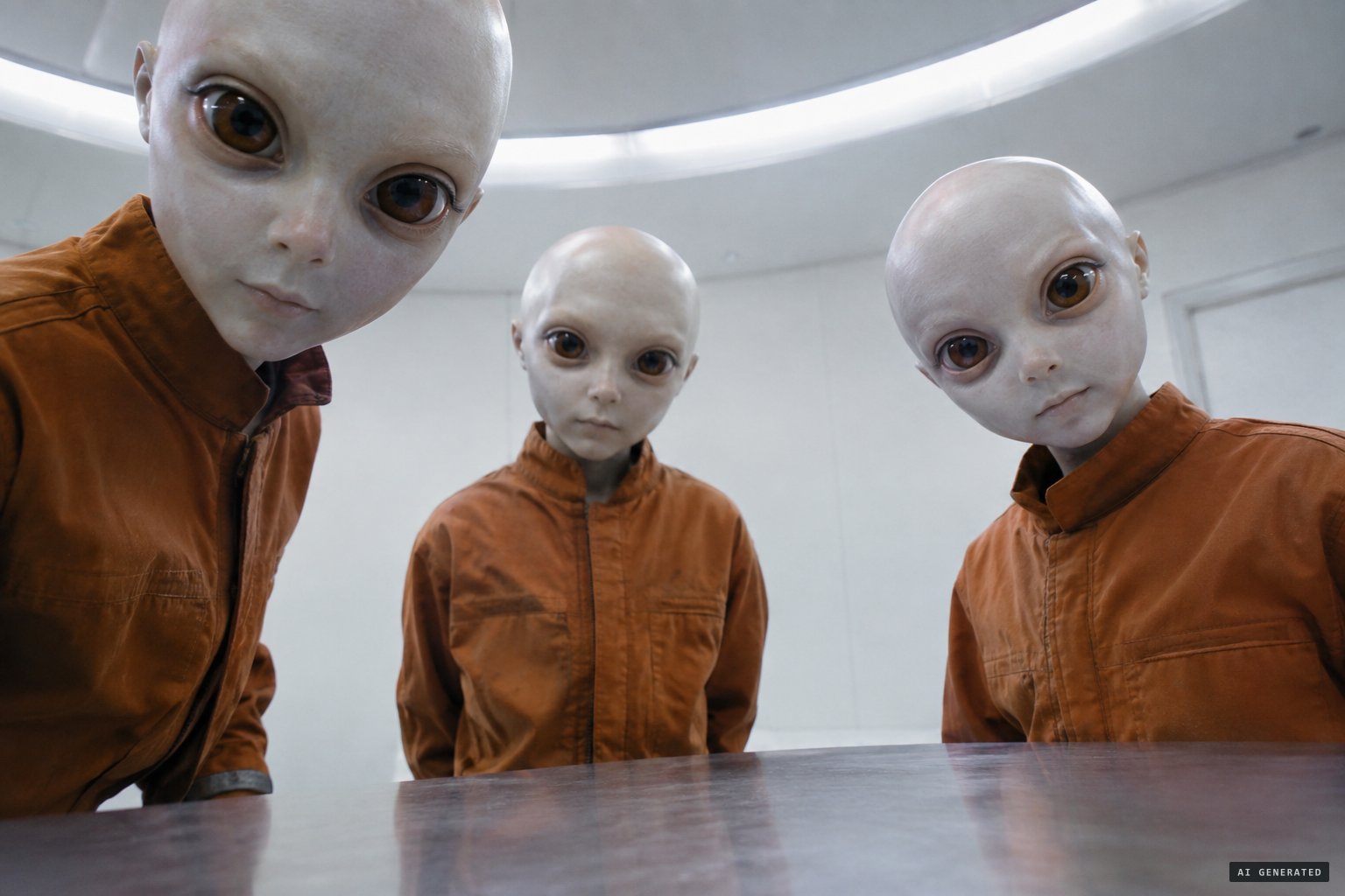 Walton wakes in a hospital-like room among three silent beings