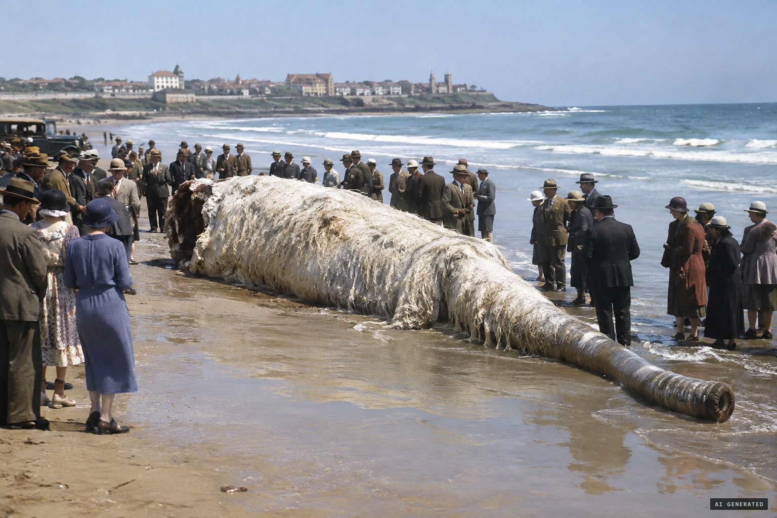 The 47-foot white carcass on the beach, with its trunk