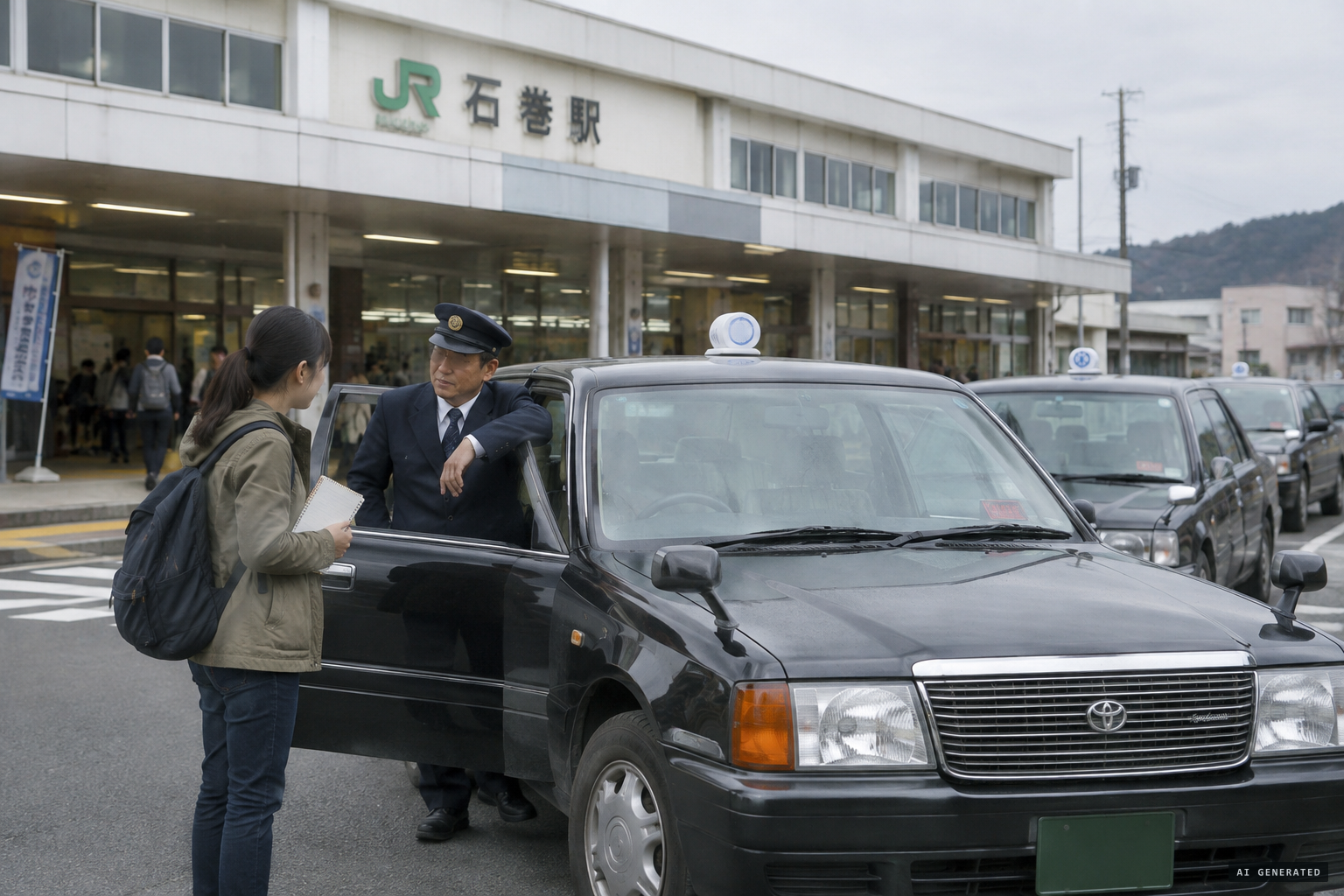 Yuka Kudo interviews taxi drivers at Ishinomaki Station