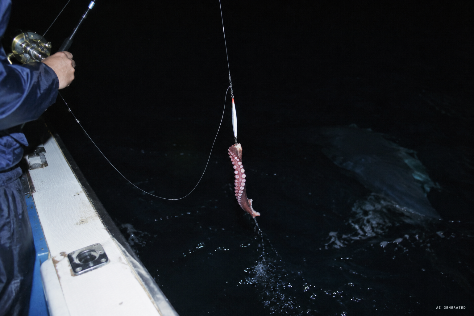 Sudden slackness: the tentacle breaks and the squid tears free