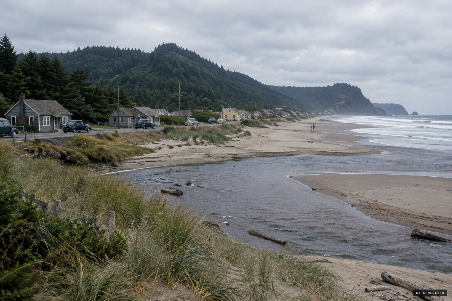 Delake, where the D River joins Devils Lake to the Pacific