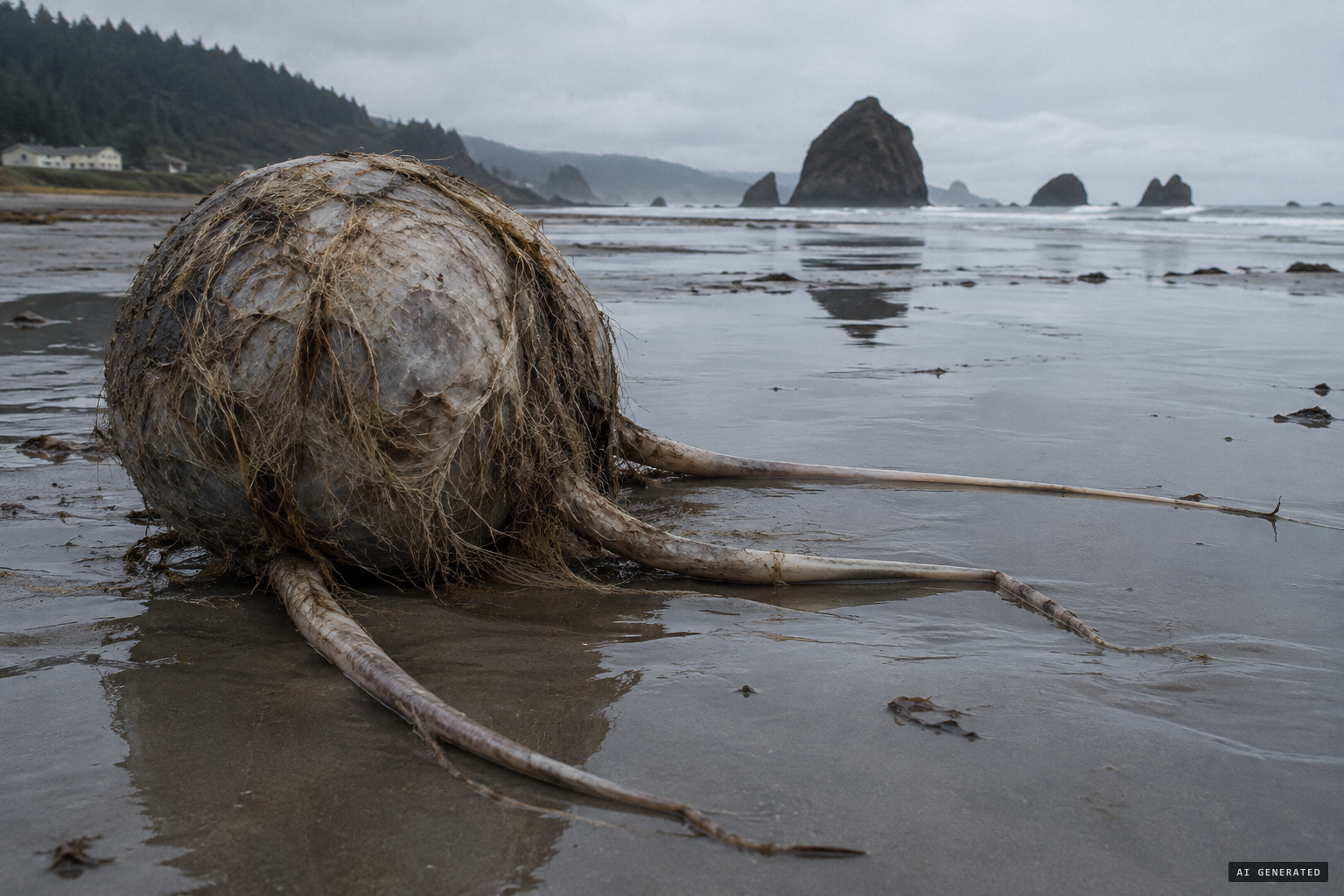 Hairy, four-tailed and long dead: the globe-like mass with its tails