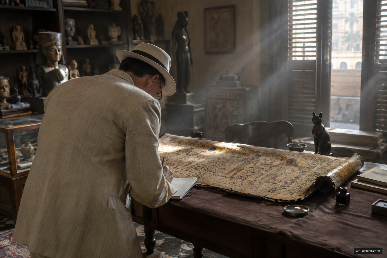 Tulli reportedly sees the papyrus in Cairo and takes notes