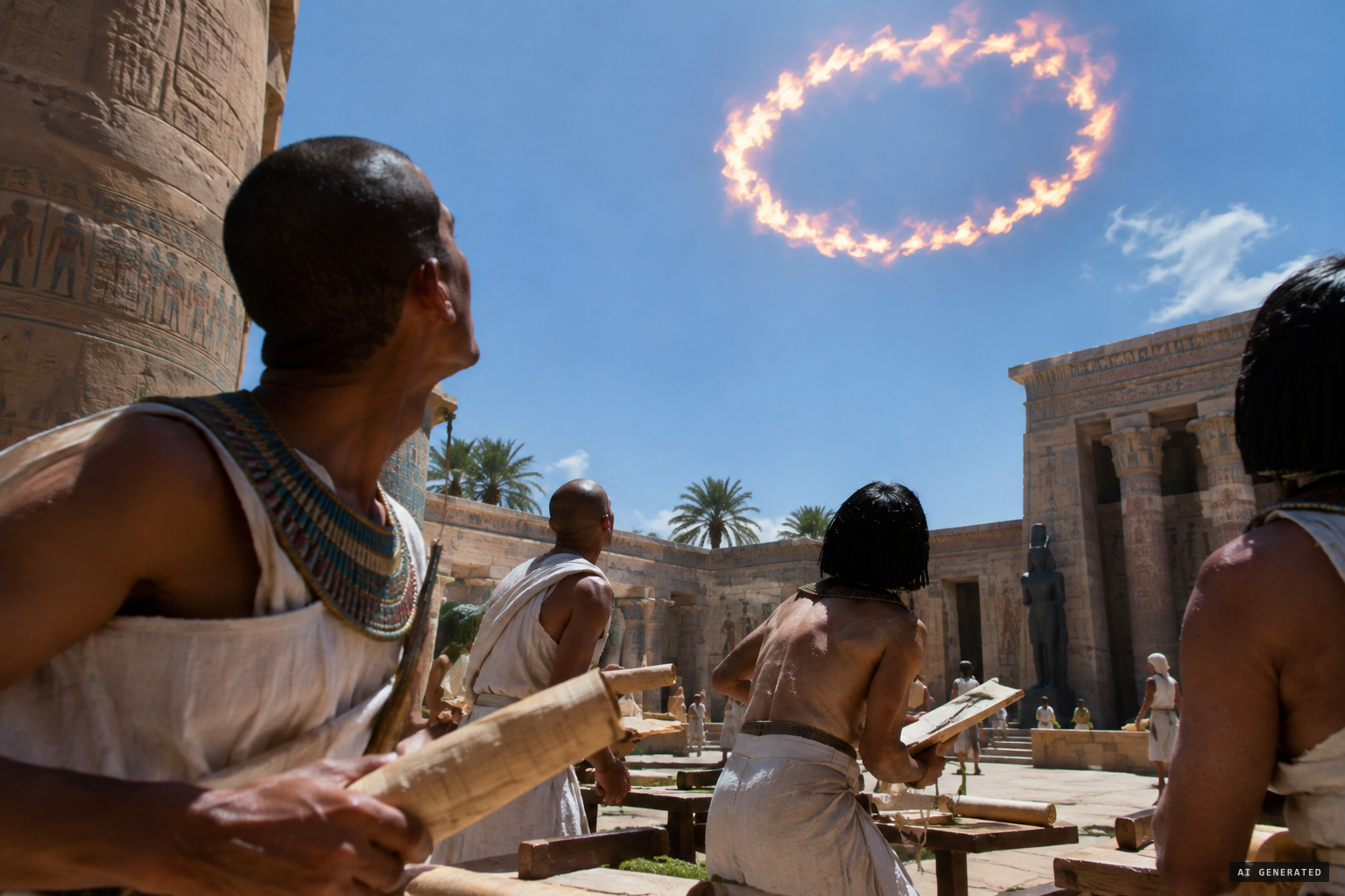 The scribes see a "circle of fire" coming in the sky