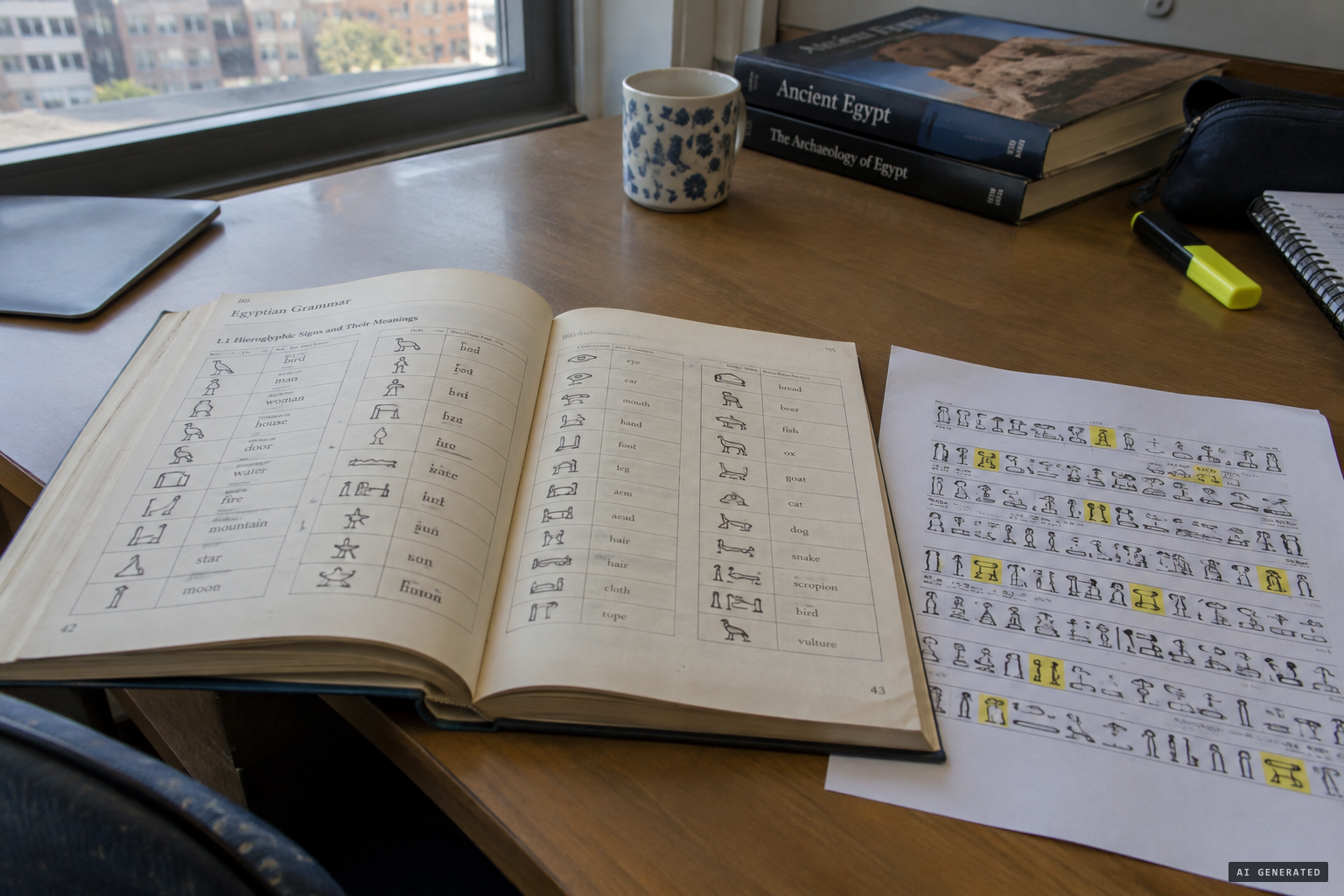 The hieroglyphs traced to Gardiner's Egyptian Grammar of 1927