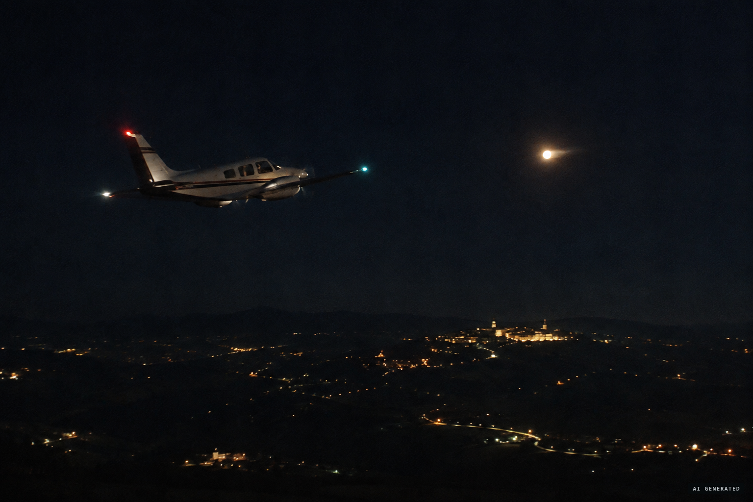 The object makes off in sudden vast jumps as the Piper chases it toward Asti