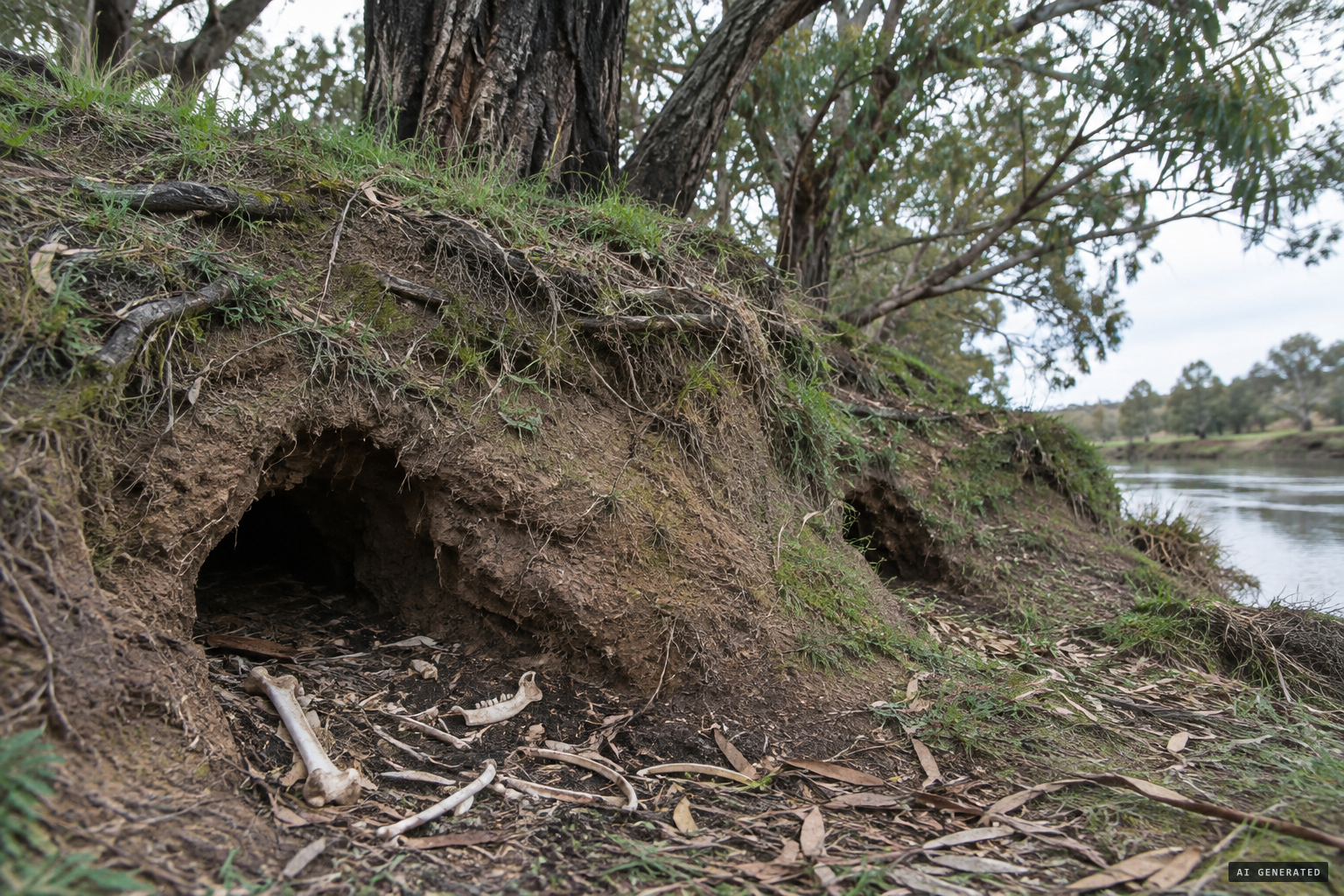Weird animal bones inside wombat holes down by the river