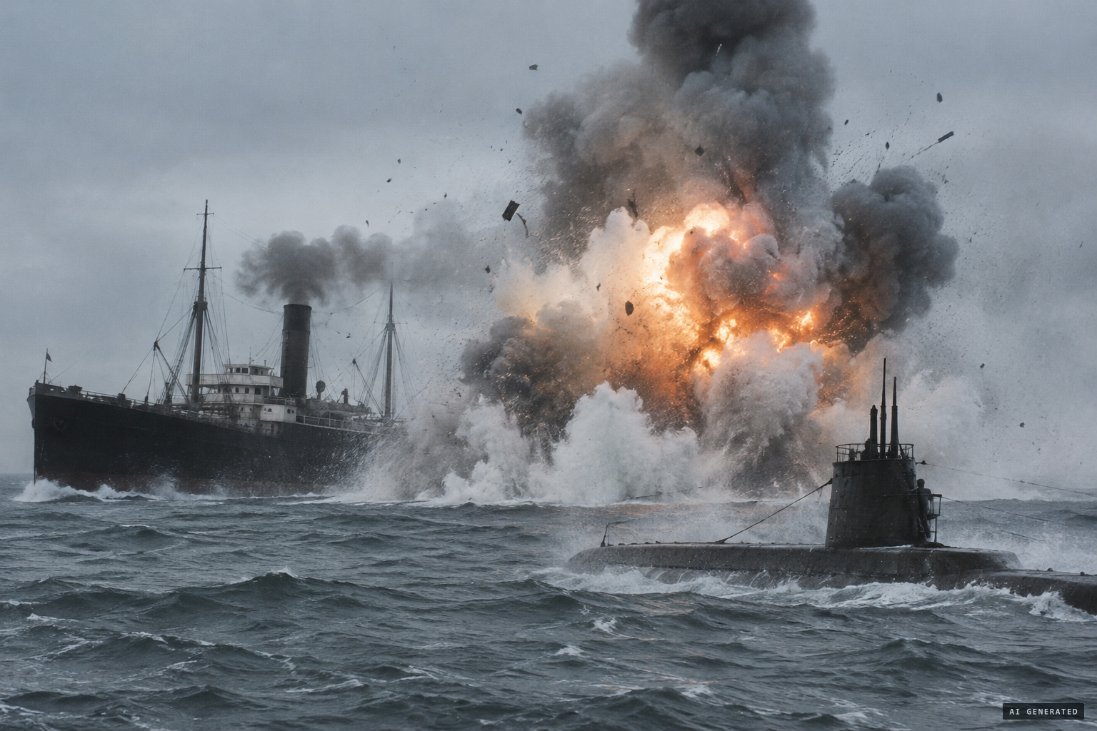 U-28 is destroyed when SS Olive Branch's munitions cargo explodes