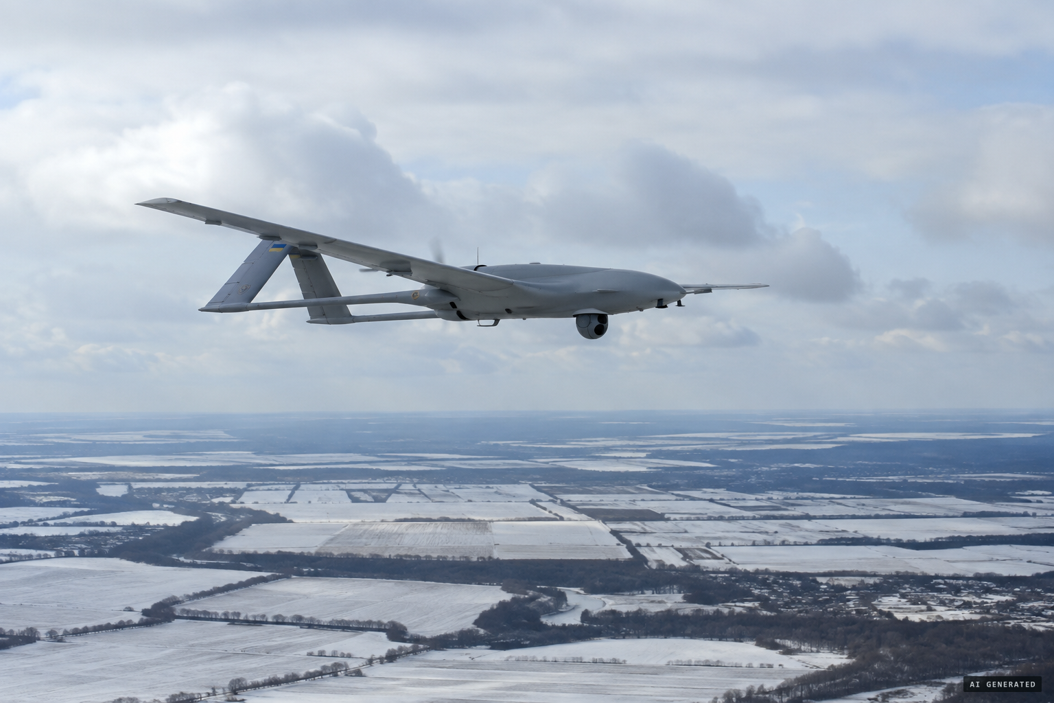 February 15, 2023: a Bayraktar on a sortie over central Ukraine