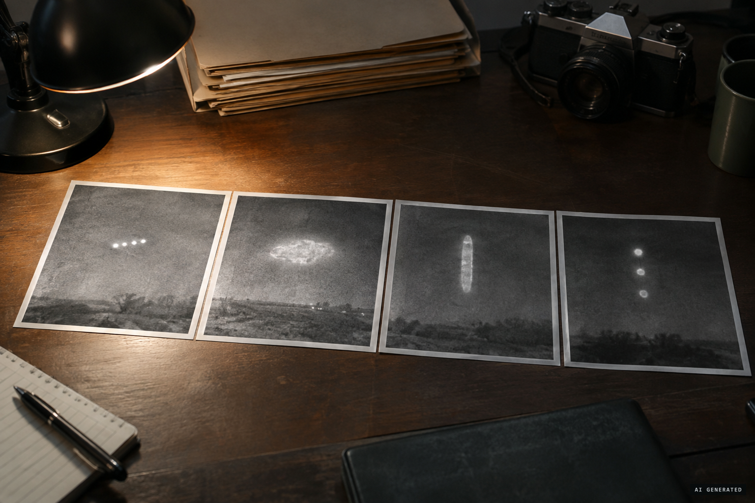 Four warm spheres in single file remain one of six unexplained military cases