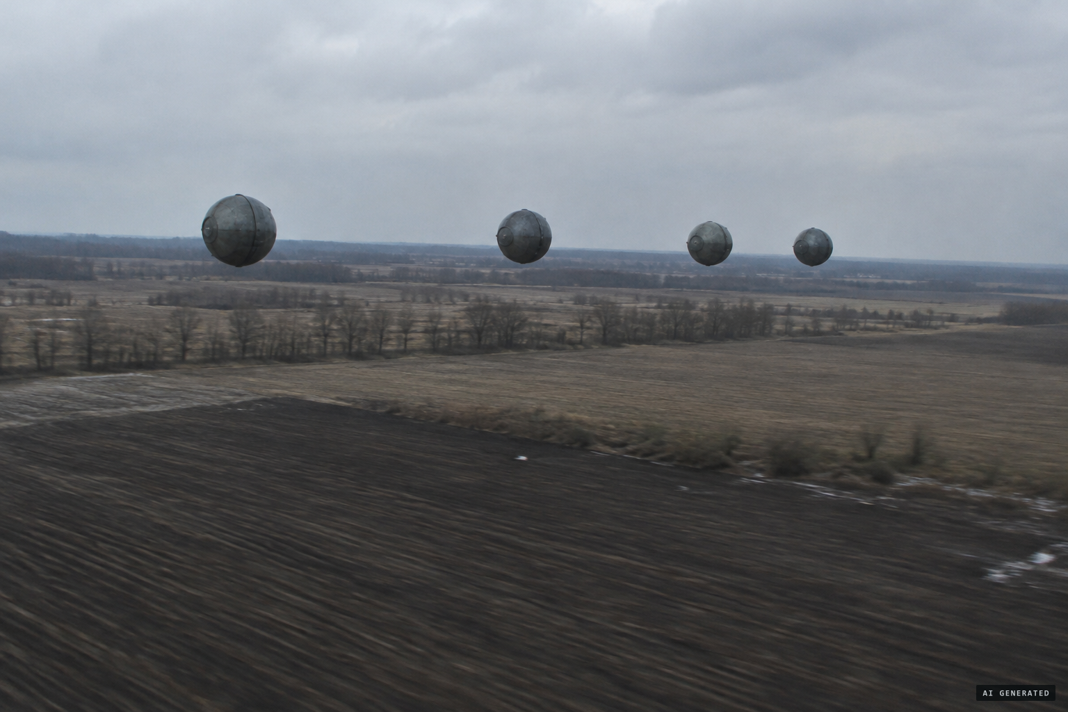 Each sphere up to 2.7 m across, moving straight at about 40 m/s