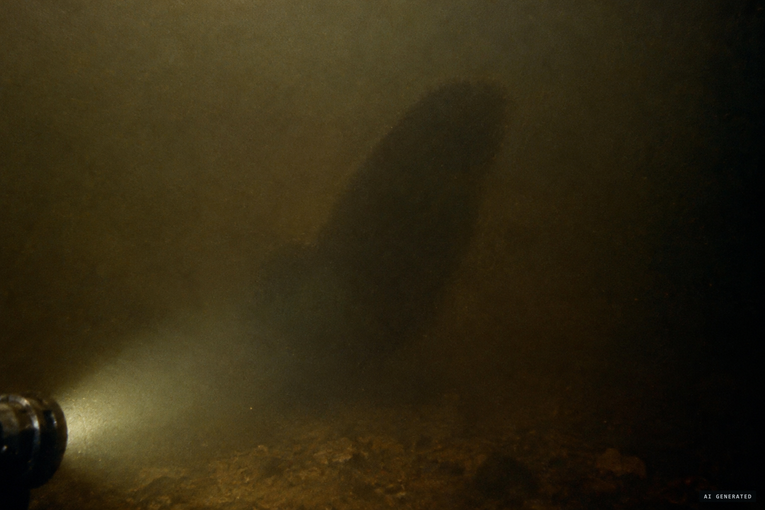 A large object rises rapidly from the floor of the loch