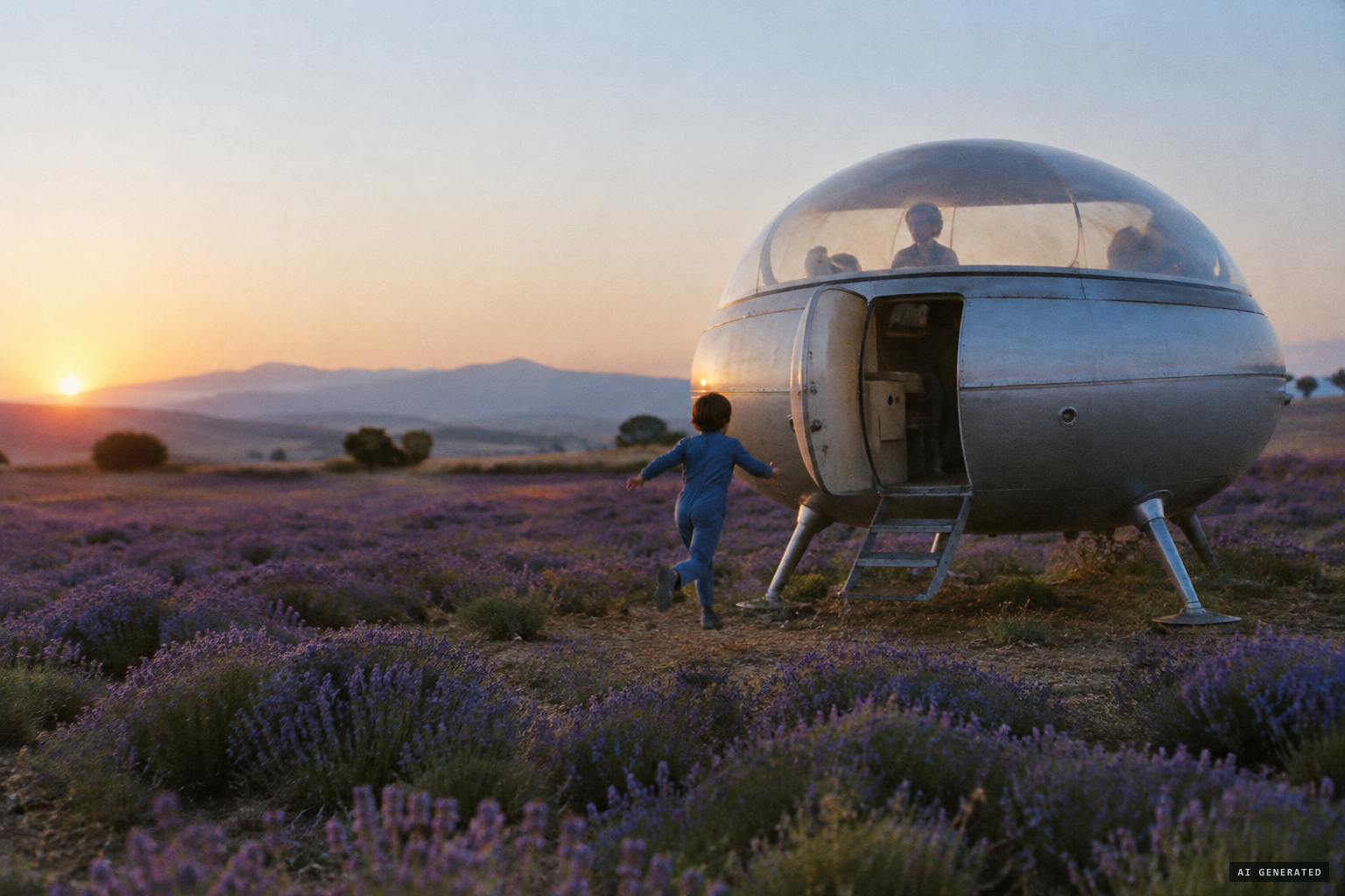 One small figure jumps aboard as the sliding door closes