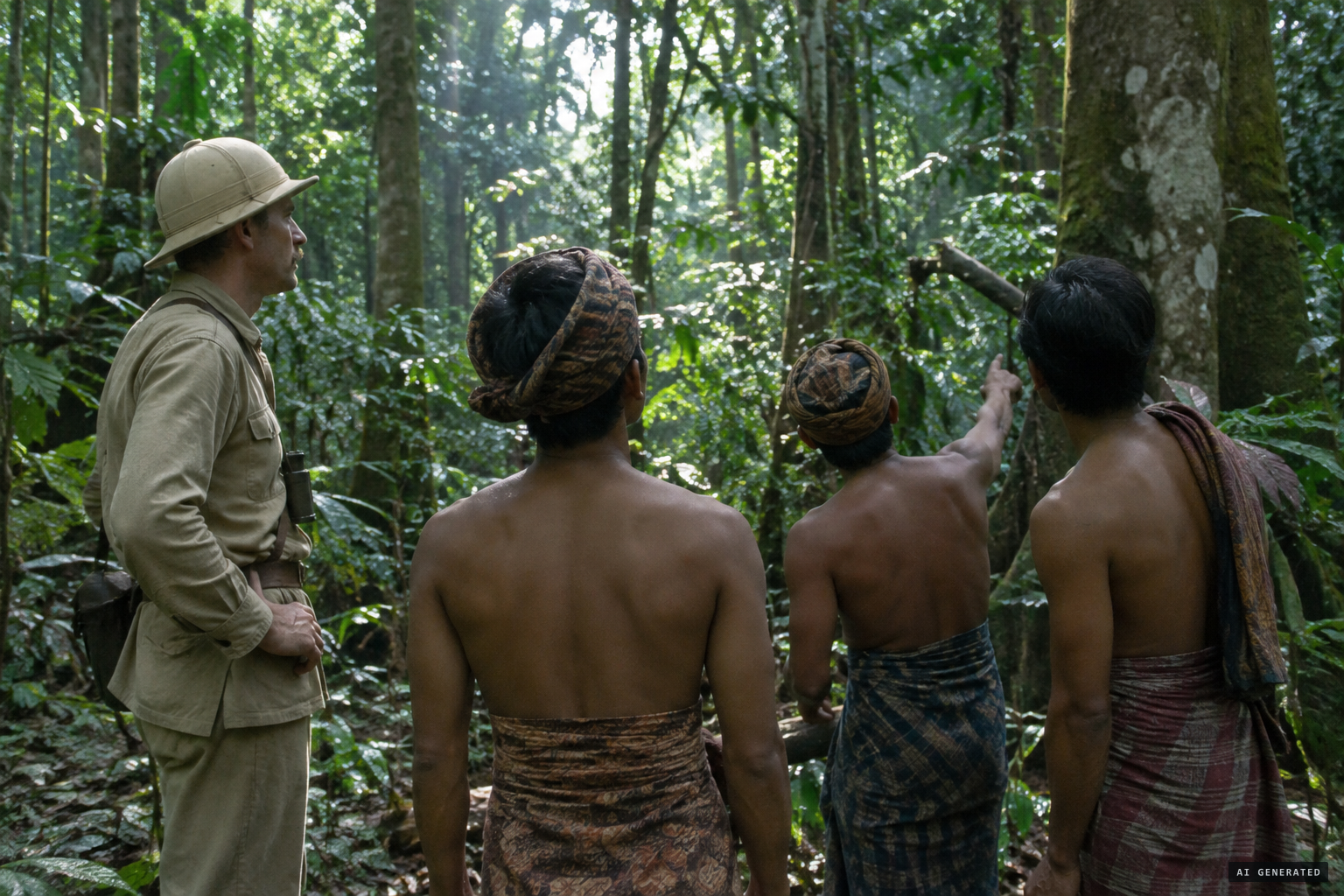 Van Herwaarden hears the local stories of the orang pendek while prospecting for timber in Palembang
