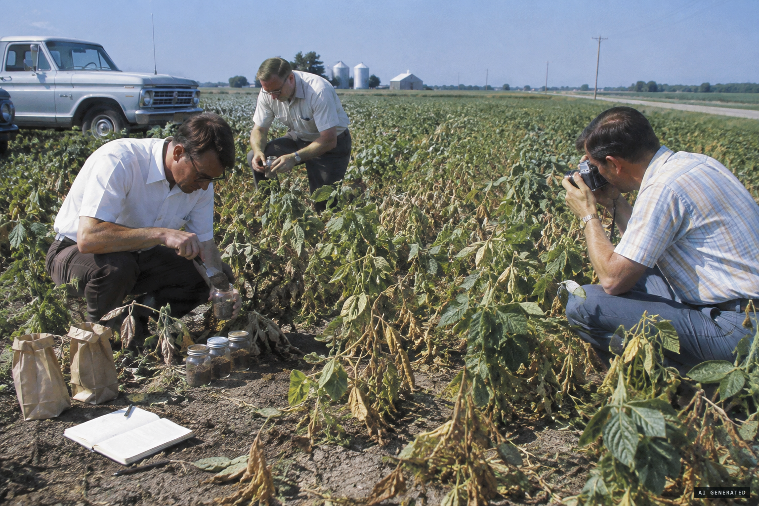 APRO investigators take soil samples and photographs