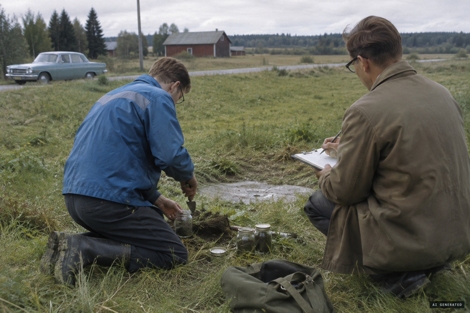 UFO-Göteborg investigators collect samples from the imprint