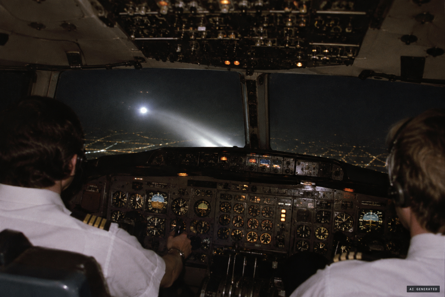 Britto flashes the aircraft lights to see whether the object responds