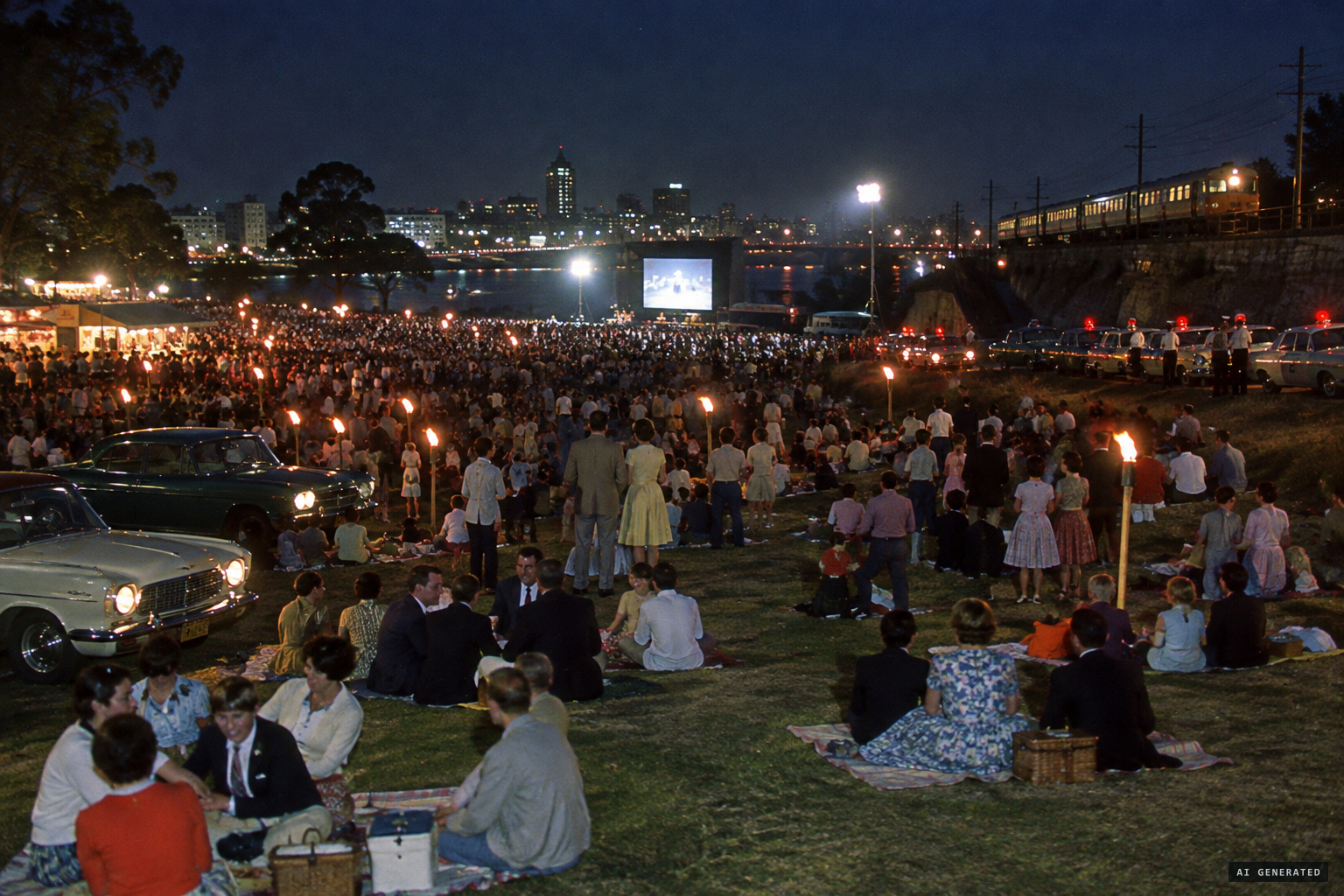 Up to 5,000 people fill the park to see the ghost