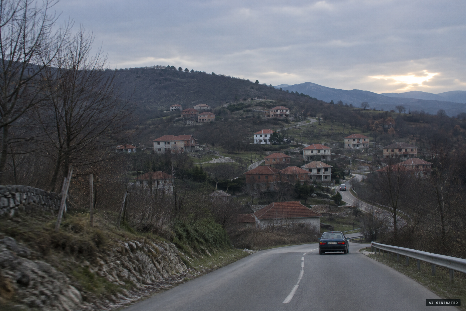 The commune of Papër and the road toward Vidhas, beyond Elbasan